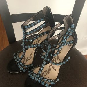Sam Edelman black with blue stones sandles